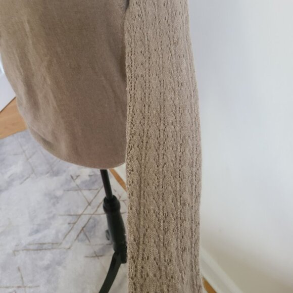 Garnet Hill 100% Cashmere Sweater Small Beige Tan Cowl Neck Textured Knit Sleeve - Picture 5 of 9